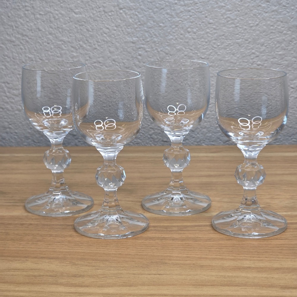 Vintage Import Assoc. Claudia Bohemia Crystal Cordial Aperitif Glasses Set of 4